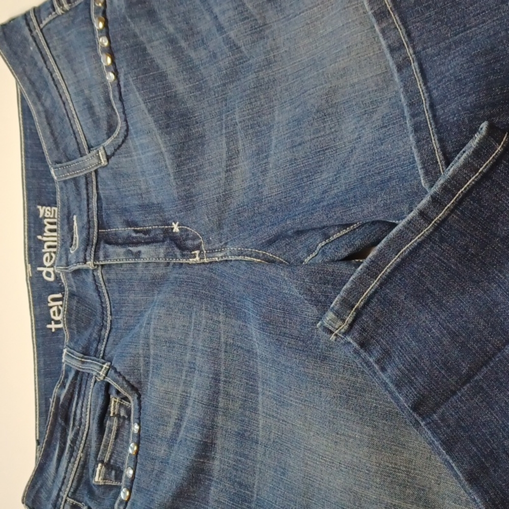 Ten denim USA size 11 bedazzled jeans gem button zip closure  pockets blinged